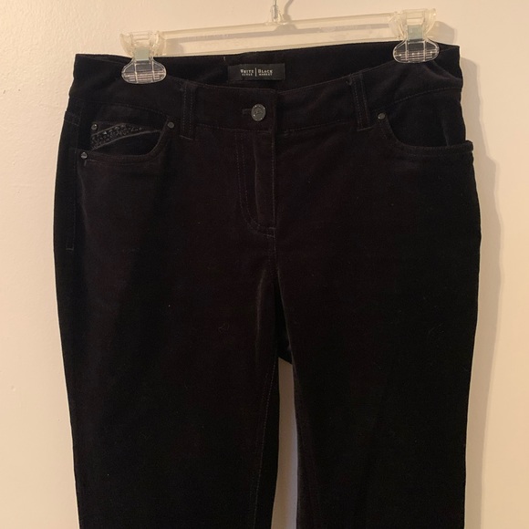WHBM Black Velour Feel Pants with beaded design on pockets - Picture 1 of 7